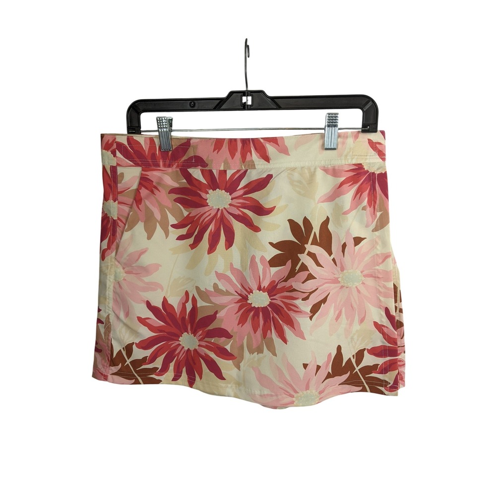 RipSkirt Hawaii Women Medium Floral Wrap Skirt Pink Red Cream Quick Dry Active